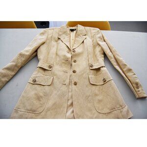J. Peterman Beige Linen Blazer Jacket - 1990s - Size 4